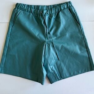 Reclaimed Vintage blue faux Leather Shorts With Drawstring Men’s Size S